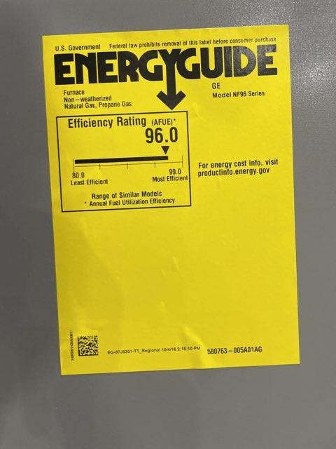 66,000 BTU Single-Stage Downflow ECM Multi Speed Gas Furnace 96% AFUE 120/60/1 CFM: 1720