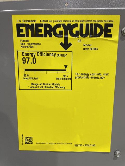 88,000 BTU Modulating Upflow/Horizontal ECM Variable Speed Gas Furnace 97% AFUE 120/60/1 CFM: 1295