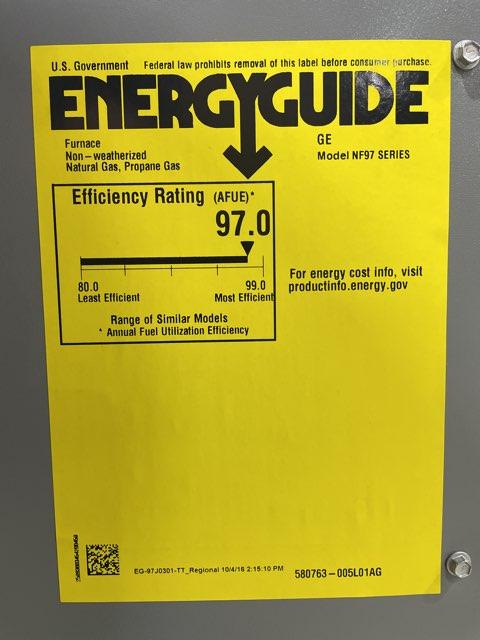 44,000 BTU Low NOx Two-Stage Upflow/Horizontal ECM Variable Speed Gas Furnace 97% 120/60/1 CFM: 1005