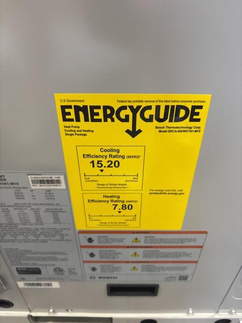 5 Ton Inverter Horizontal Packaged Heat Pump Unit, 15.2 SEER2, 208-230/60/1, R410A