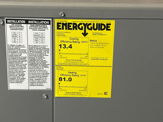 4 Ton Ultra Low NOx Single-Stage Convertible Natural G/E Packaged Unit, 14 SEER, 208-230/60/1, R410A