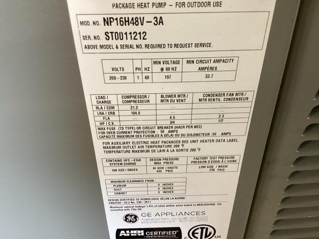 4 Ton Two-Stage Convertible Packaged Heat Pump Unit, 16 SEER, 208-230/60/1, R410A