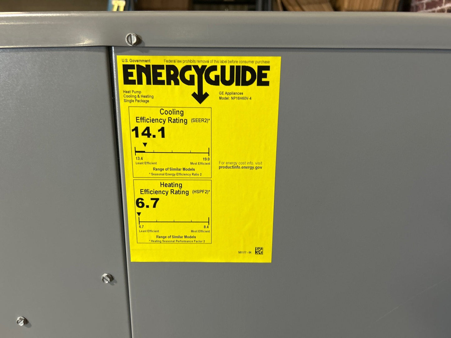 5 Ton Two-Stage Convertible Packaged Heat Pump Unit, 15.5 SEER, 208-230/60/1, R410A
