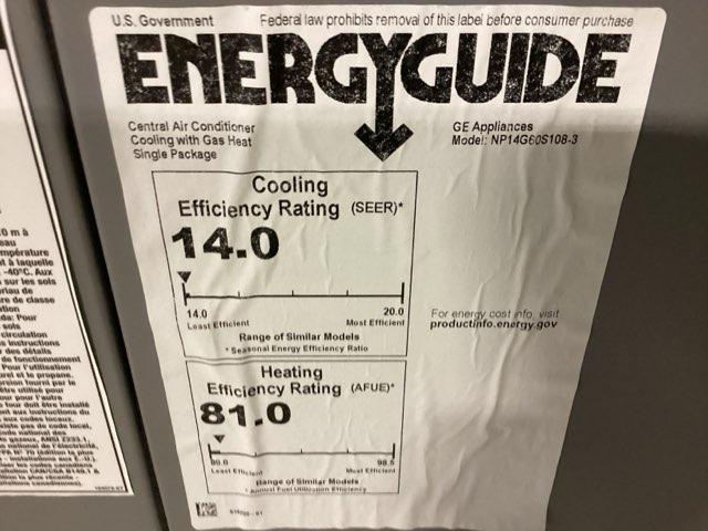 5 Ton Single-Stage Convertible Natural Gas/Electric Packaged Unit, 14 SEER, 208-230/60/1, R410A