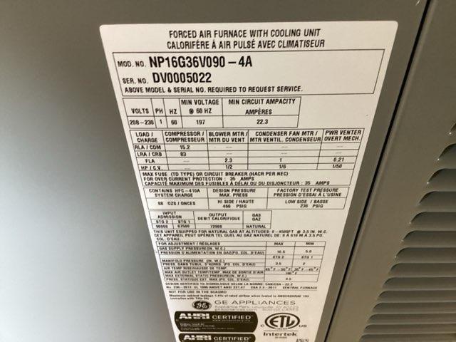 3 Ton Two-Stage Convertible Natural Gas/Electric Packaged Unit, 15 SEER, 208-230/60/1, R410A