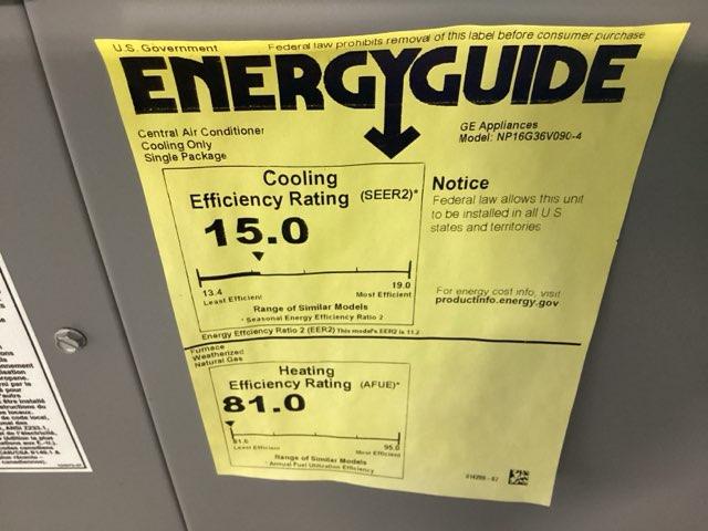 3 Ton Two-Stage Convertible Natural Gas/Electric Packaged Unit, 15 SEER, 208-230/60/1, R410A