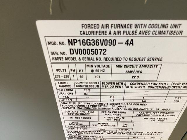 3 Ton Two-Stage Convertible Natural Gas/Electric Packaged Unit, 15 SEER, 208-230/60/1, R410A