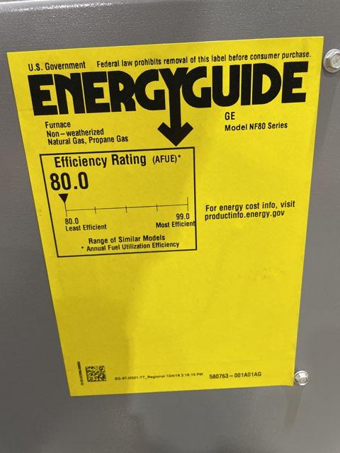 110,000 BTU Two-Stage Upflow/Horizontal ECM Variable Speed Gas Furnace 80% AFUE 120/60/1 CFM: 2205