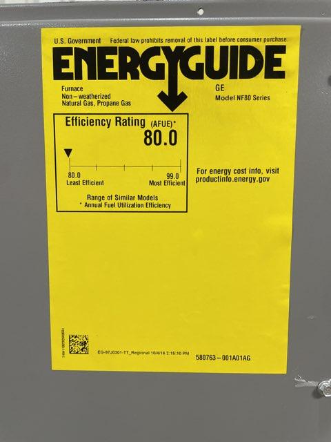 88,000 BTU Single-Stage Upflow/Horizontal ECM Multi Speed Gas Furnace 80% AFUE 120/60/1 CFM: 2150