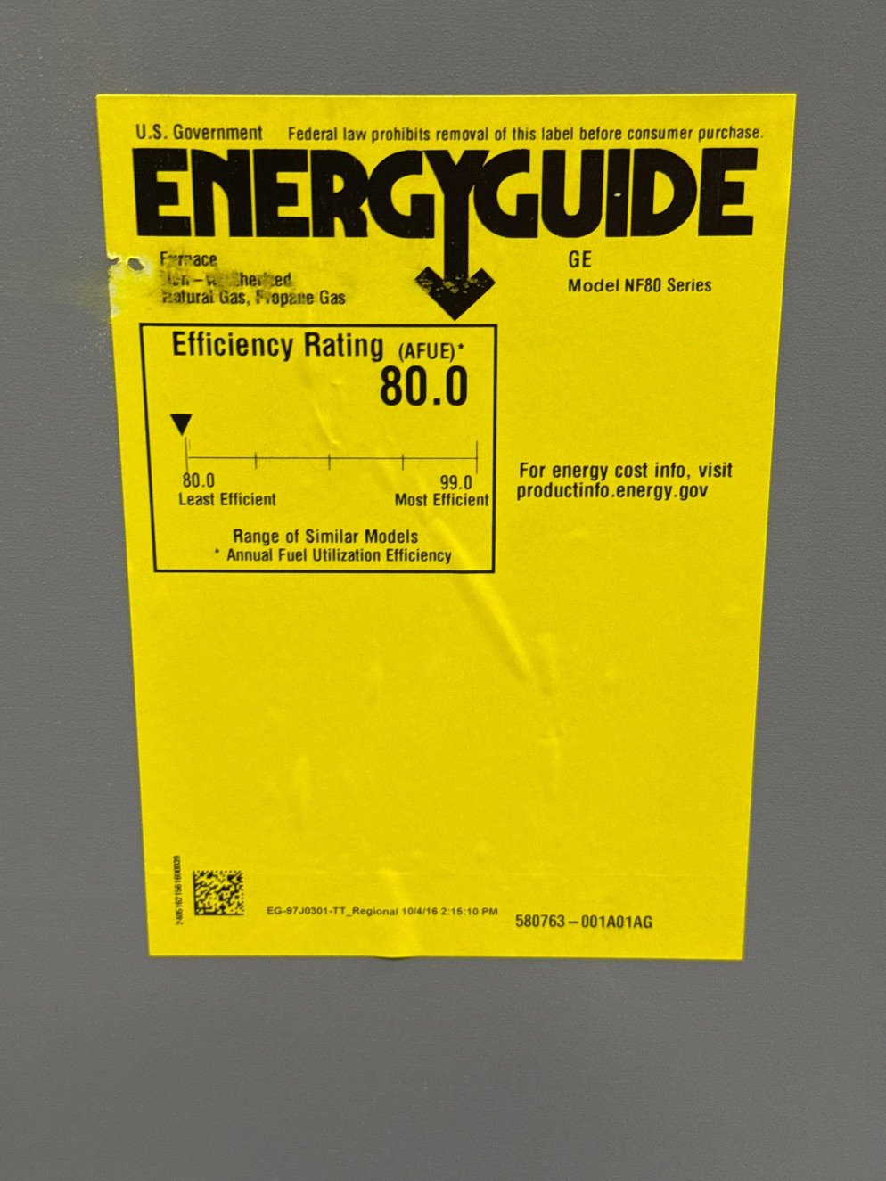 88,000 BTU Single-Stage Downflow ECM Multi Speed Gas Furnace 80% AFUE 120/60/1 CFM: 1695