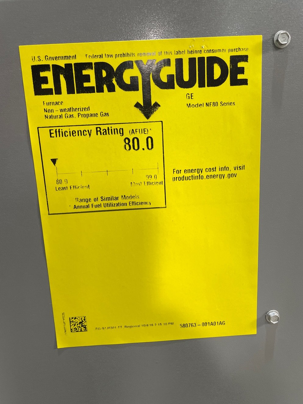 88,000 BTU Single-Stage Upflow/Horizontal ECM Multi Speed Gas Furnace 80% AFUE 120/60/1 CFM: 1730