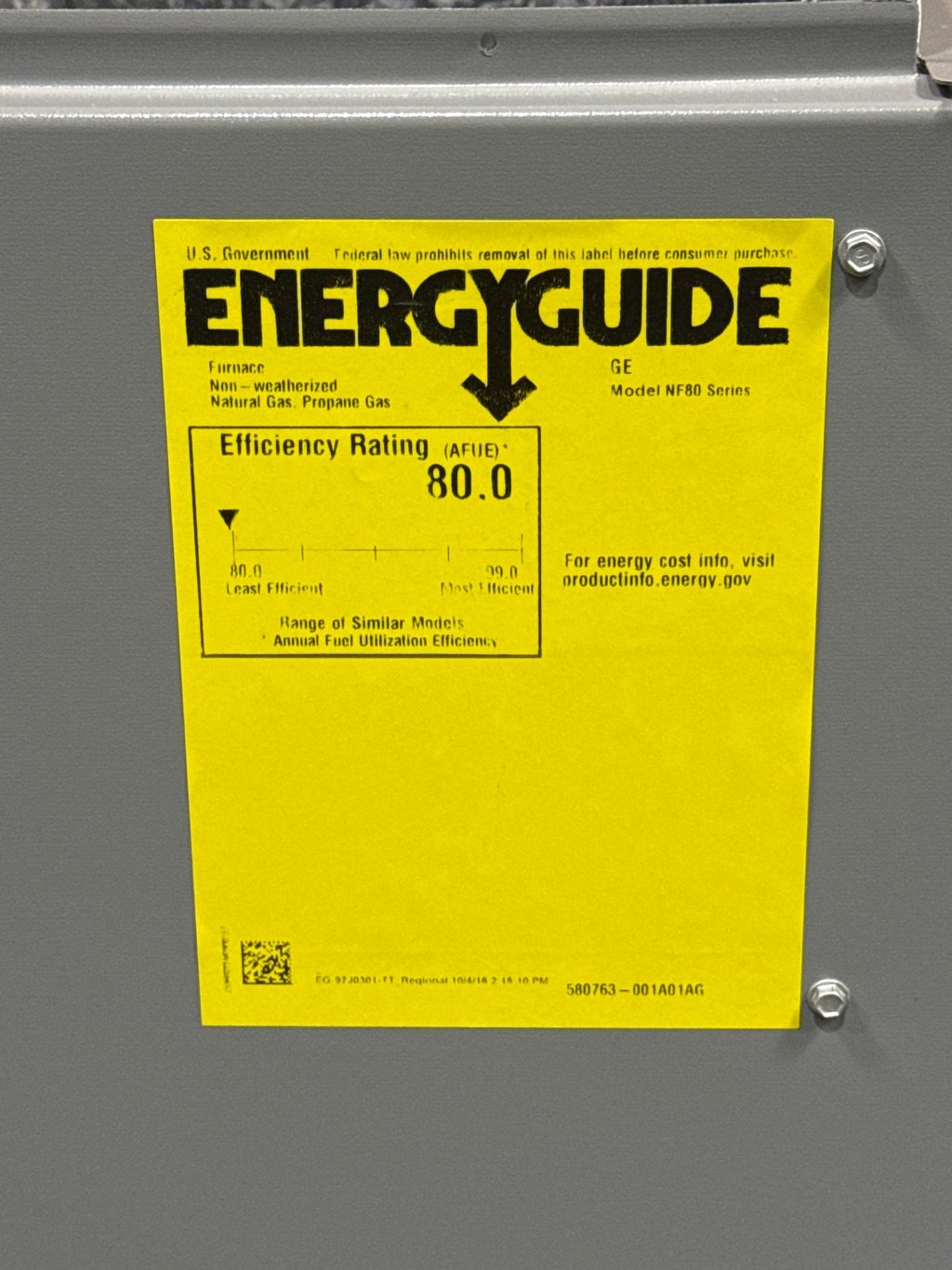 66,000 BTU Single-Stage Upflow/Horizontal ECM Multi Speed Gas Furnace 80% AFUE 120/60/1 CFM: 1355