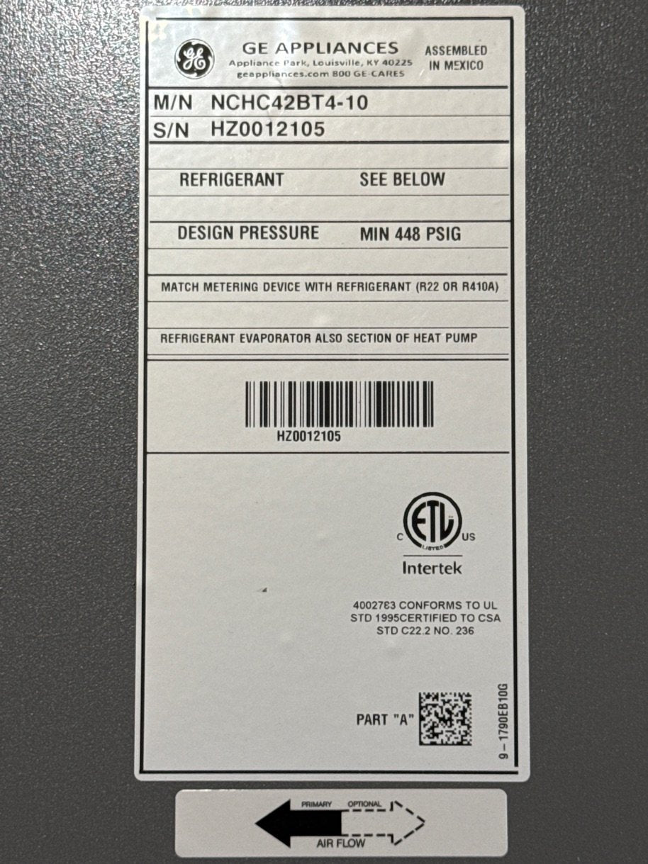 3.5 Ton AC/HP Horizontal Cased A Coil, R410A CFM 1800