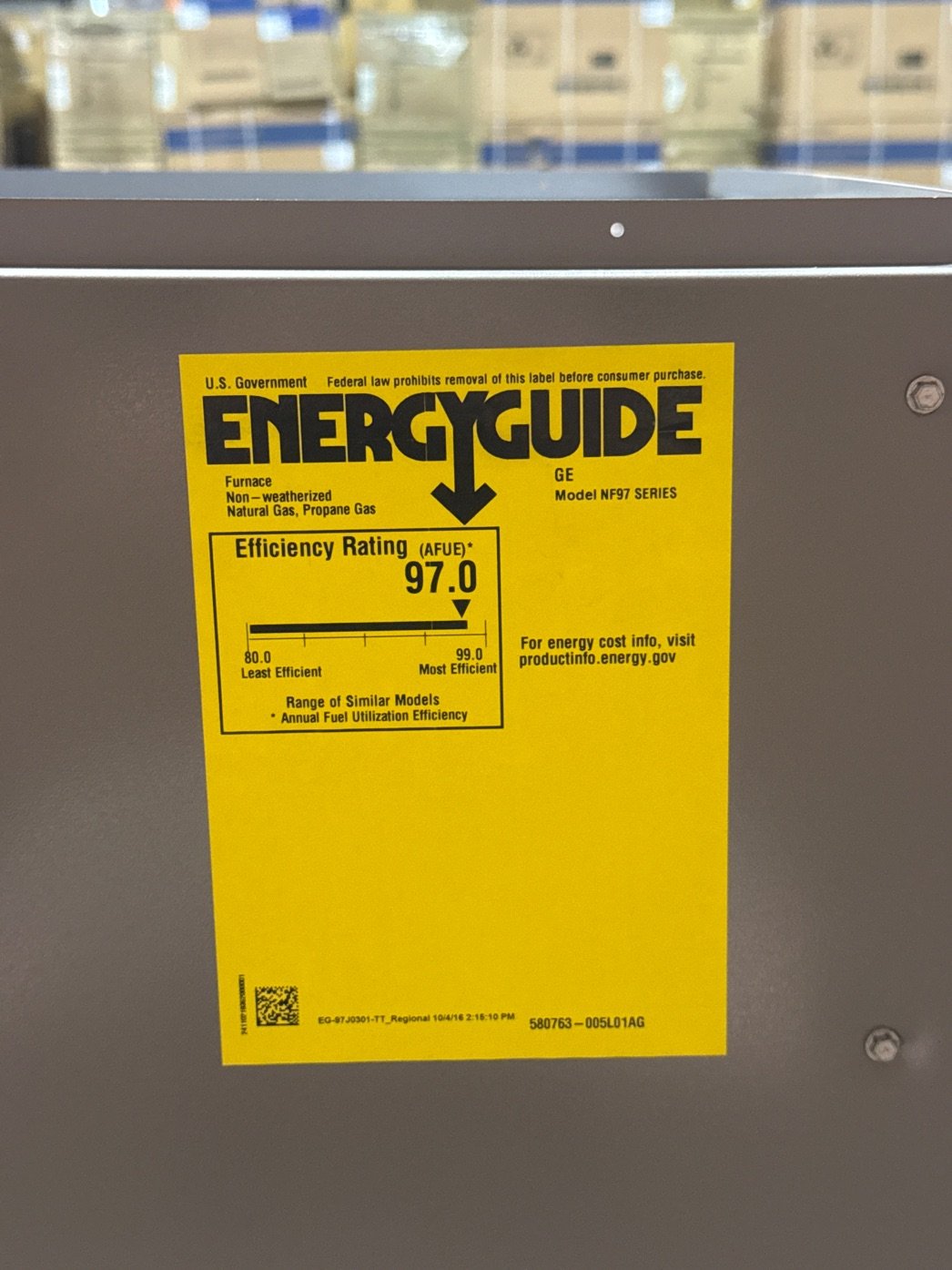 88,000 BTU Modulating Upflow/Horizontal ECM Variable Speed Gas Furnace 97% AFUE 120/60/1 CFM: 1653