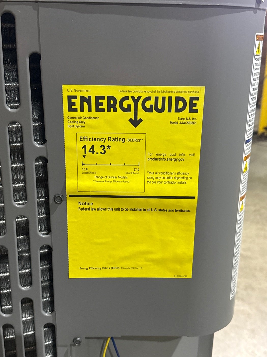 3 Ton Single-Stage Split-System Air Conditioner 208-230/60/1 R410A 14.3 SEER2