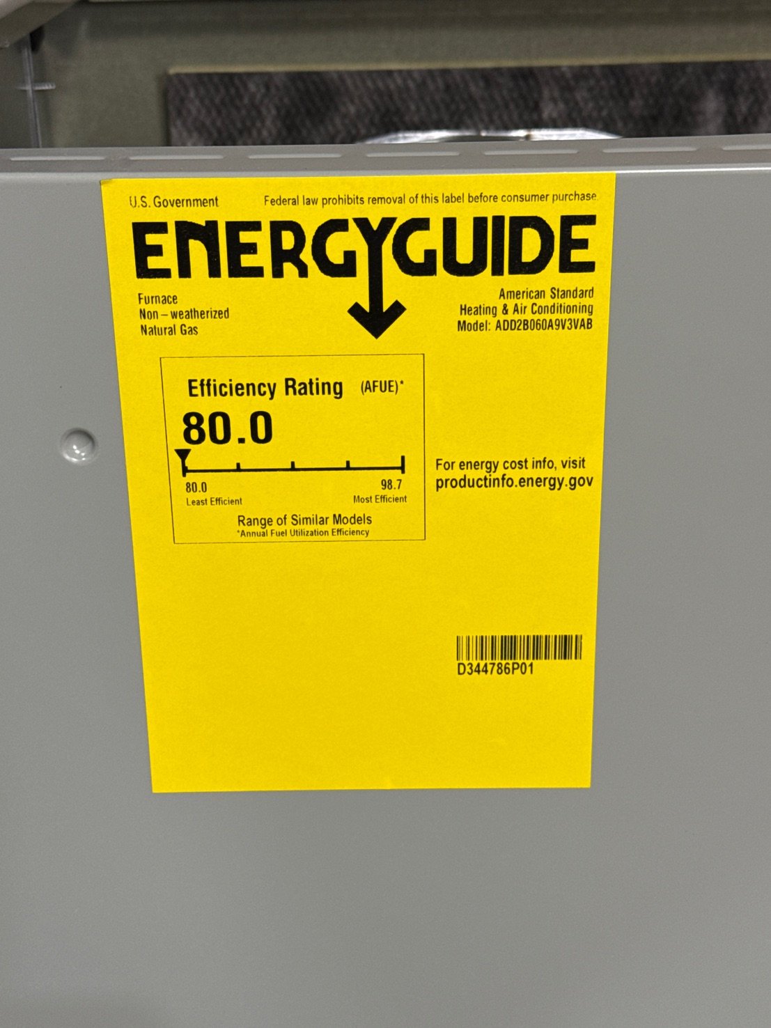 60,000 BTU Two-Stage Downflow/Horizontal ECM Variable Speed Gas Furnace 80% AFUE 115/60/1 CFM: 1069