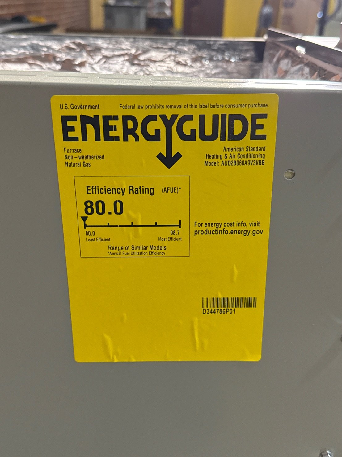 60,000 BTU Two-Stage Upflow/Horizontal ECM Variable Speed Gas Furnace 80% AFUE 115/60/1 CFM: 1089