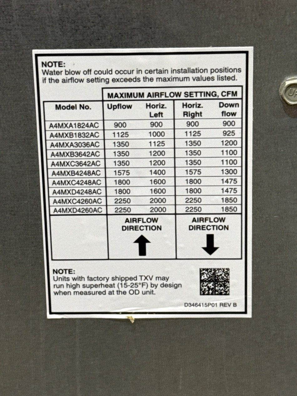 3.5-5 Ton AC/HP Multiposition Cased A Coil, R410A CFM 1695