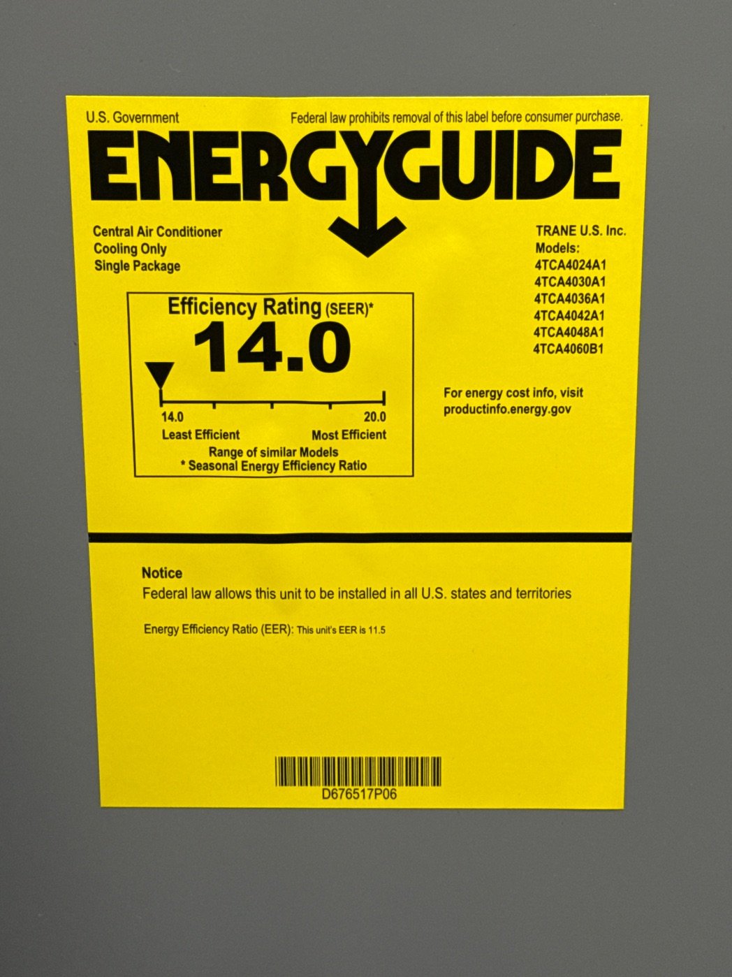 4 Ton Single-Stage Convertible Packaged Air Conditioning Unit, 14 SEER, 208-230/60/1, R410A