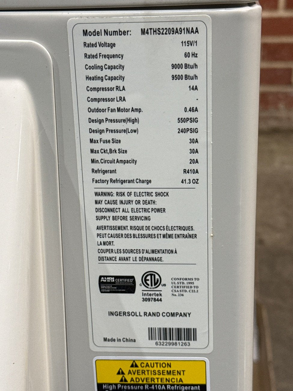 9,000 BTU Single-Zone Outdoor Inverter Heat Pump Mini Split Unit, 22 SEER 115/60/1 R-410A