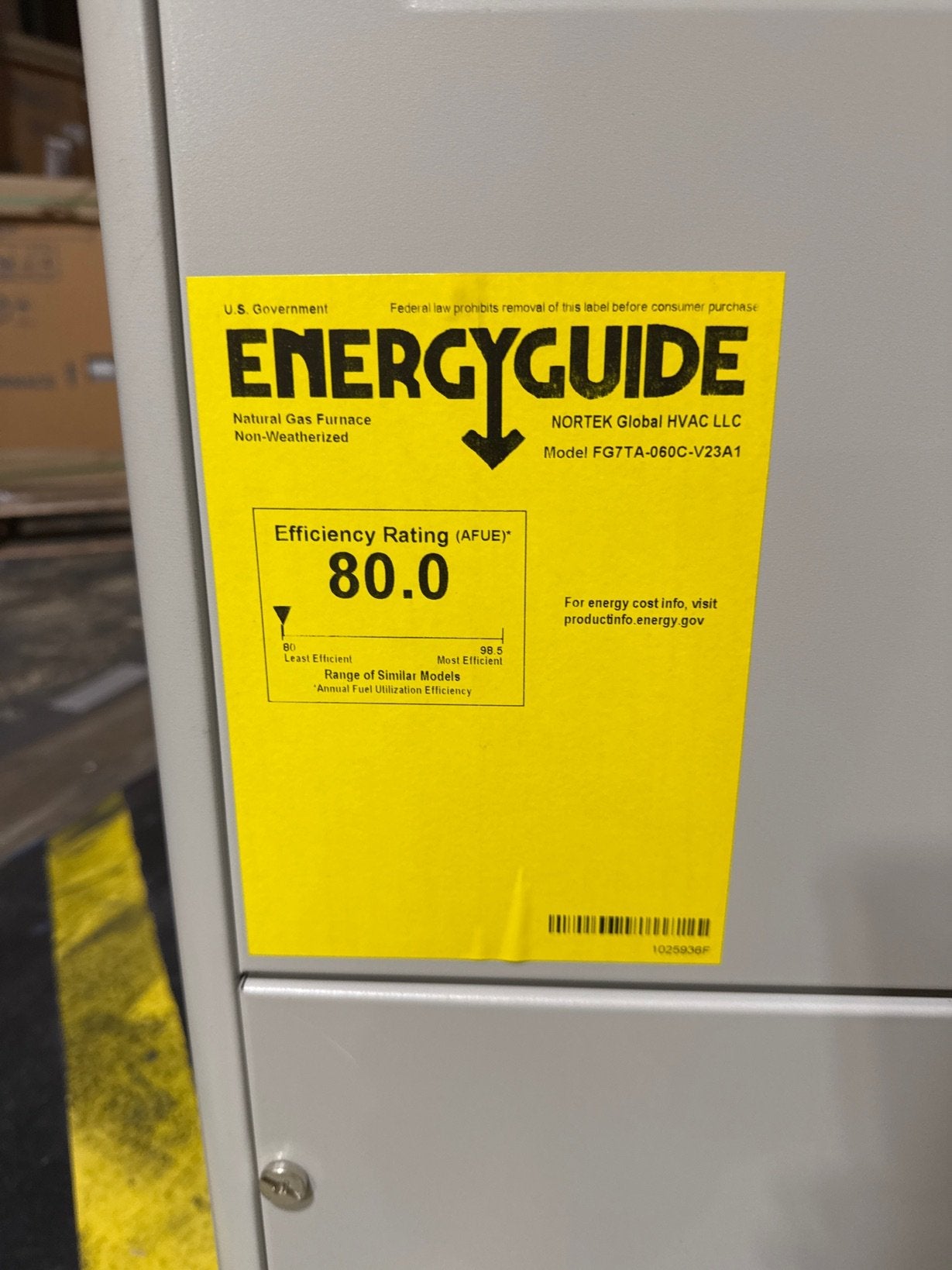 60,000 BTU Low NOx Two-Stage Upflow/Horizontal ECM Variable Speed Gas Furnace 80% 115/60/1 CFM: 1440