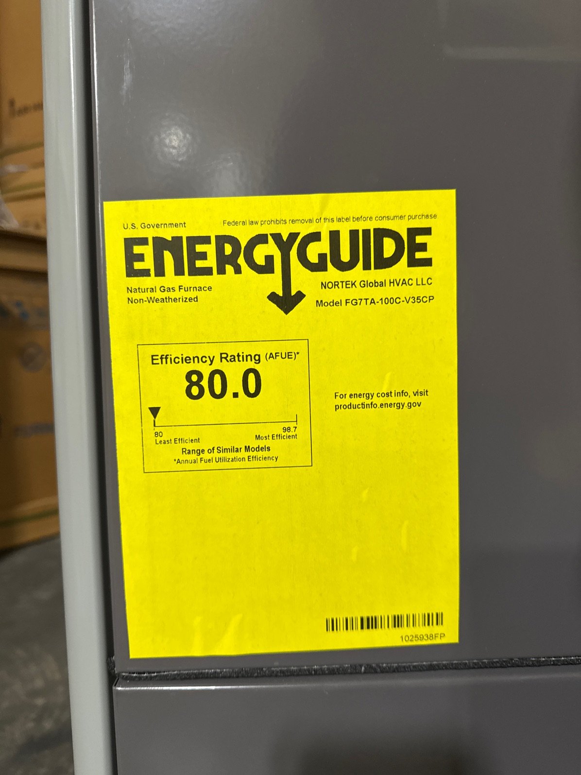 100,000 BTU Low NOx 2-Stage Upflow/Horizontal ECM Variable Speed Gas Furnace 80% 115/60/1 CFM: 1860