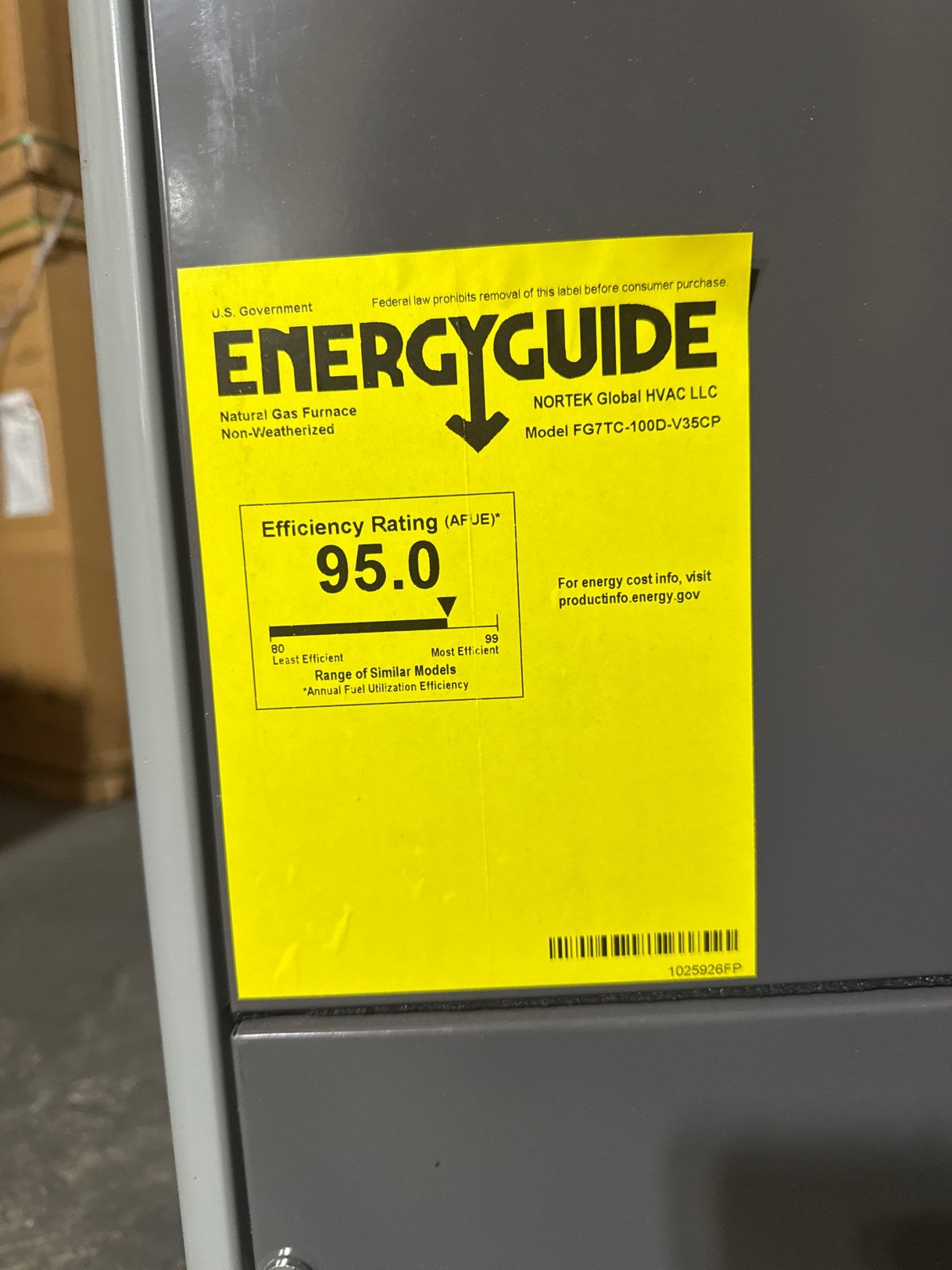 100,000 BTU Two-Stage Upflow/Horizontal ECM Variable Speed Gas Furnace 95% AFUE 115/60/1 CFM: 1690
