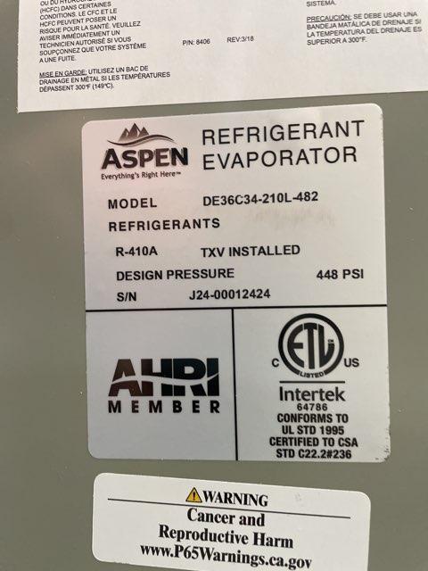 3 Ton AC/HP Upflow Cased A Coil, R410A CFM 1200