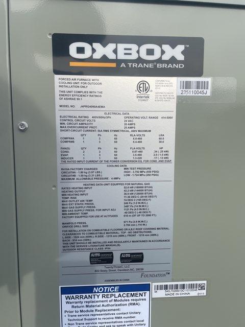 7.5 Ton Two-Stage Convertible Natural Gas/Electric Packaged Unit, 11.2 EER, 460/60/3, R410A