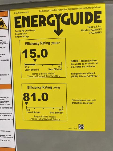 4 Ton Single-Stage Convertible Natural Gas/Electric Packaged Unit, 15 SEER2, 208-230/60/1, R410A
