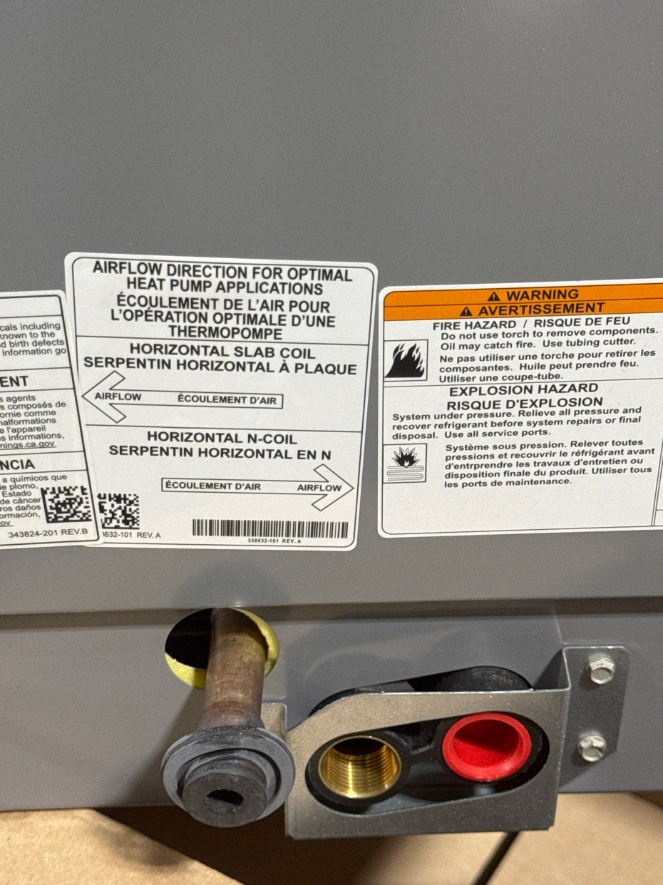 3.5 Ton AC/HP Horizontal Cased N Coil, R410A CFM 1750