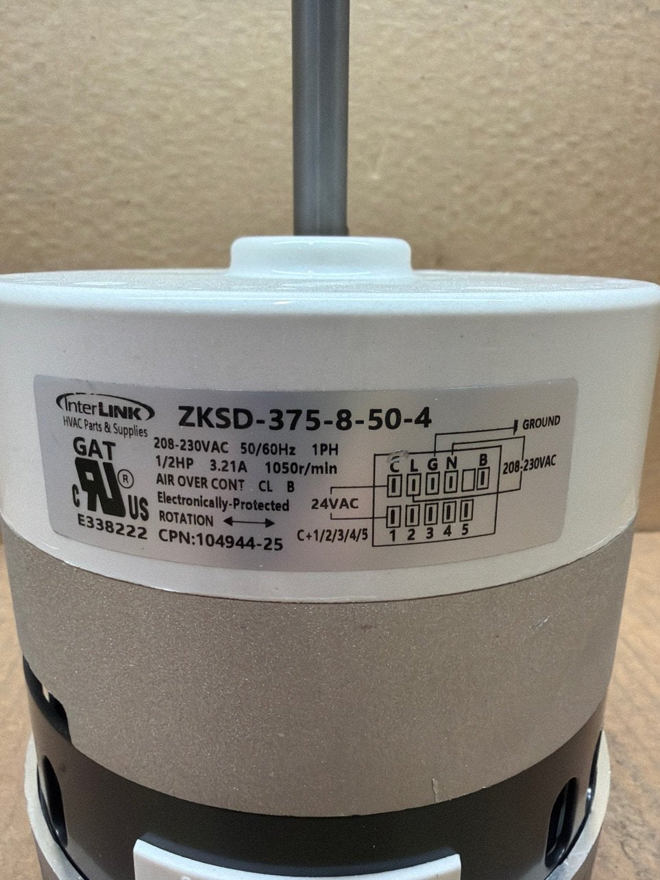 1/2 HP ECM Blower Motor 208-230/50-60/1 1050 Rpm 1 Speed