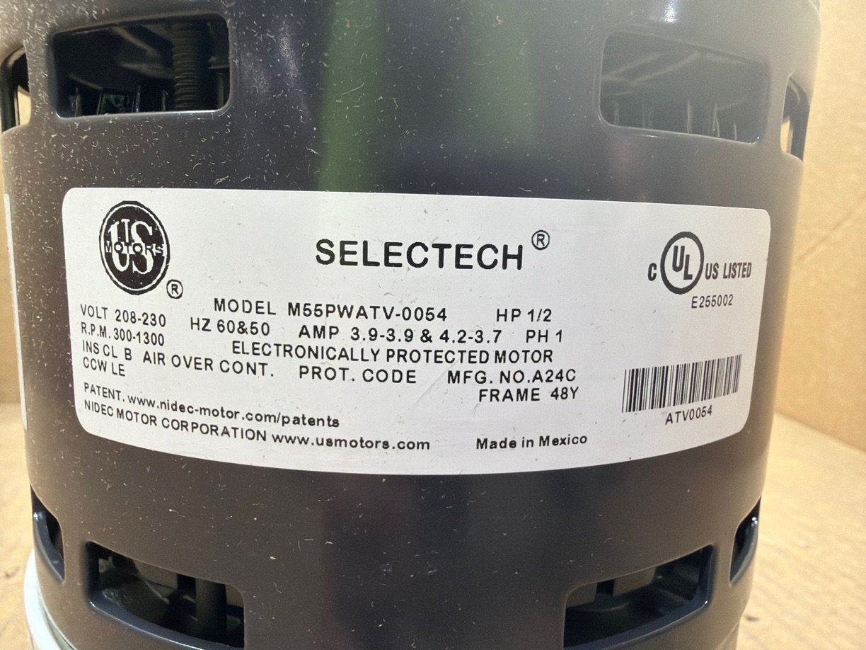 1/2 HP ECM Blower Motor 208-230/50-60/1 300-1300 Rpm Var. Speed