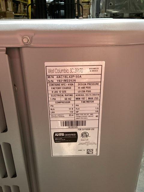 3.5 Ton Single-Stage Split-System Air Conditioner 208-230/60/1 R410A 16 SEER