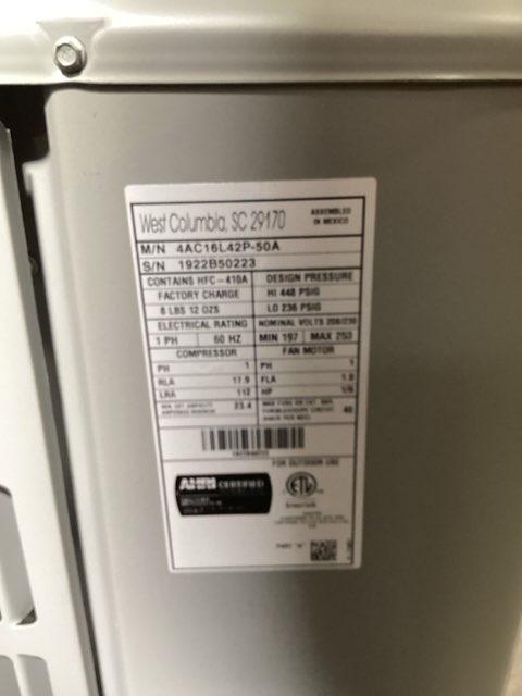 3.5 Ton Single-Stage Split-System Air Conditioner 208-230/60/1 R410A 16 SEER
