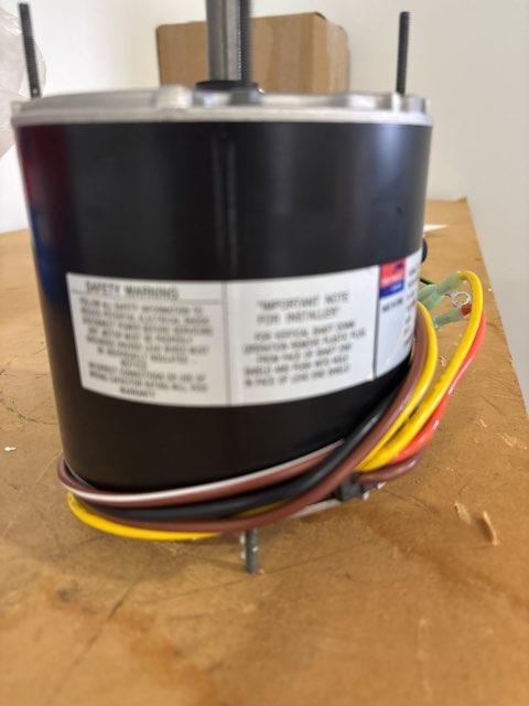 1/2 HP Condenser Fan Motor 208-230/60/1, 3.5 Amps, 1075 RPM