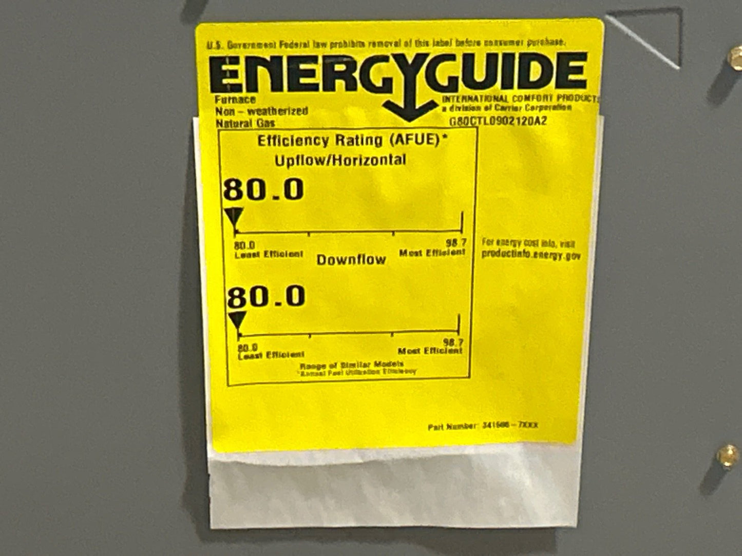 88,000 BTU Low NOx 2-Stg Multiposition ECM Var Spd Communicating Gas Furnace 80% 115/60/1 CFM: 2375