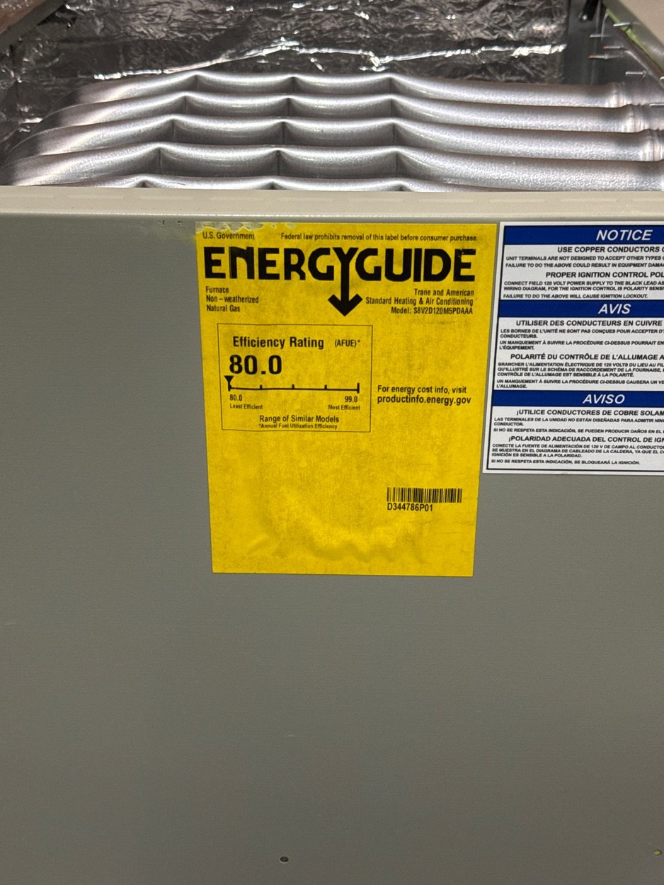 120,000 BTU Low NOx 2-Stg Multiposition ECM Var Spd Communicating Gas Furnace 80% 120/60/1 CFM: 2000
