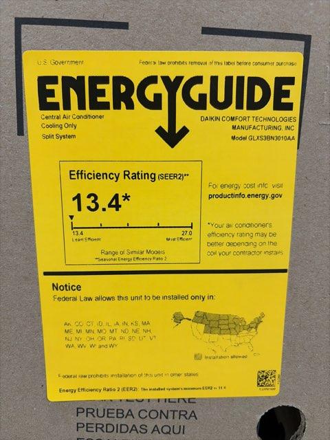 2.5 Ton Single-Stage Split-System Air Conditioner 208-230/60/1 R32 13.4 SEER2
