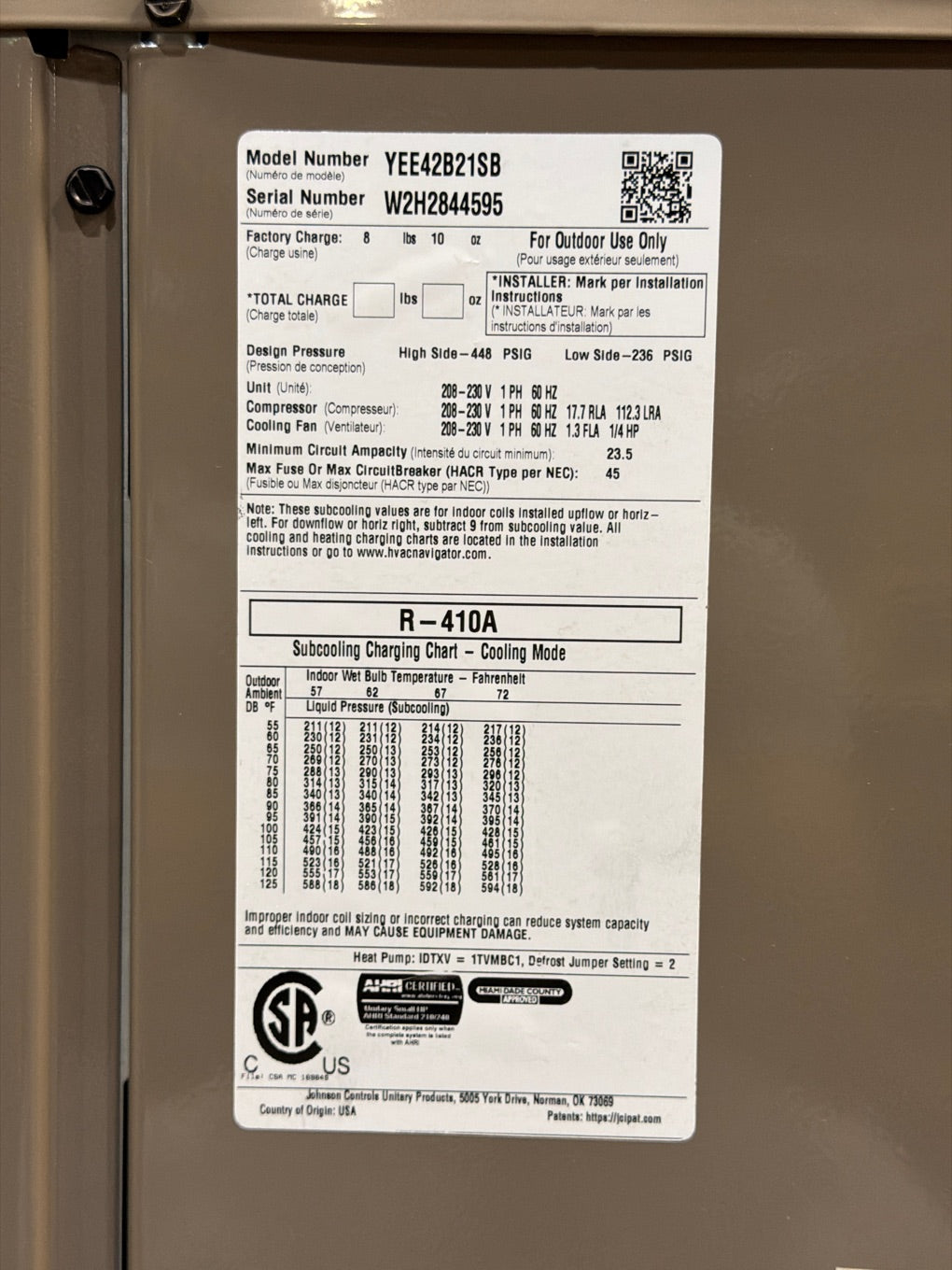 3.5 Ton Single-Stage Split-System Heat Pump 208-230/60/1 R410A 14 SEER