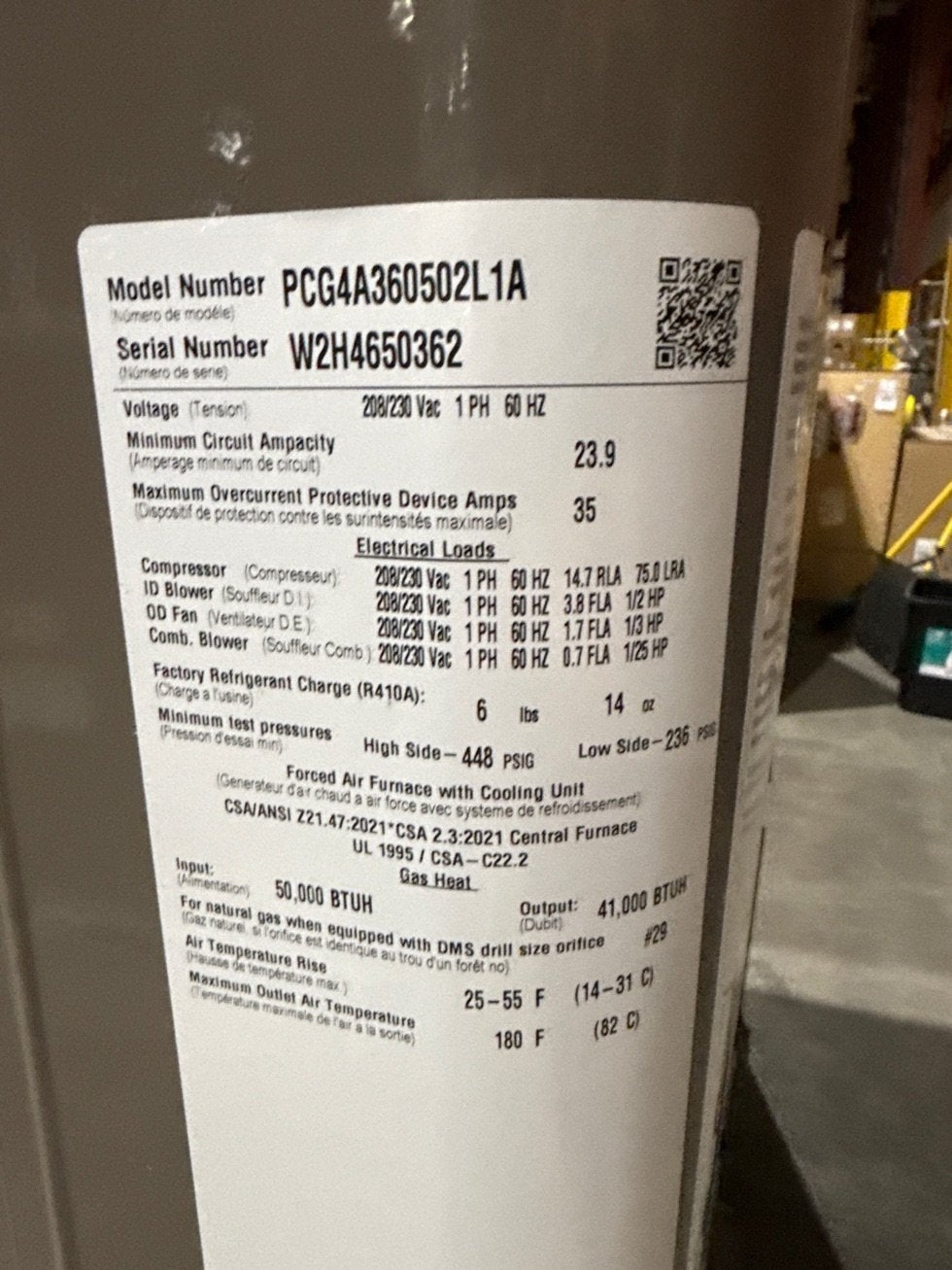 3 Ton Ultra Low NOx Single-Stage Convertible Natural G/E Packaged Unit, 14 SEER, 208-230/60/1, R410A