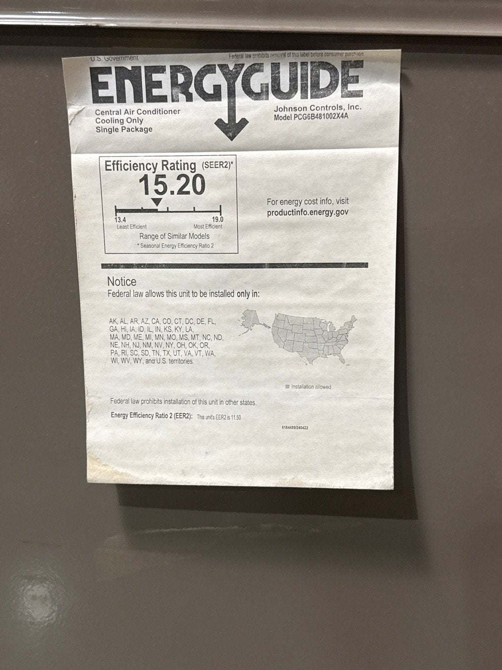 4 Ton Low NOx 2-Stg Convertible Natural Gas/Electric Packaged Unit, 15.2 SEER2, 208-230/60/1, R410A