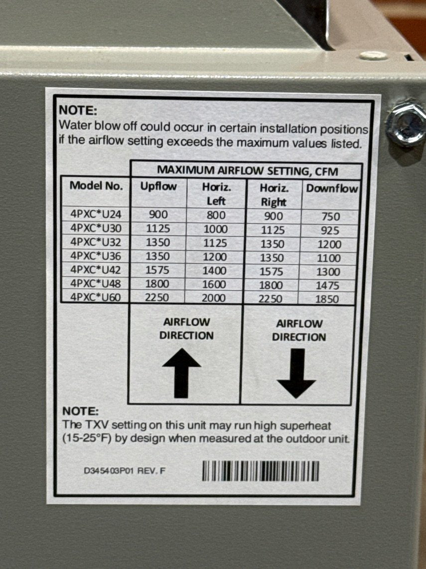 2-4 Ton AC/HP Upflow Cased A Coil, R410A CFM 1445