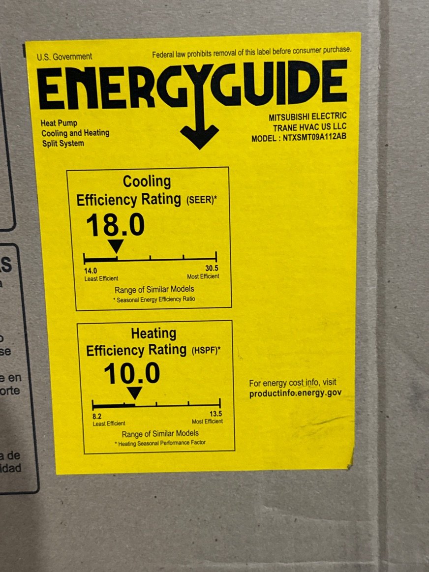 9,000 BTU Single-Zone Outdoor Inverter Heat Pump Mini Split Unit, 18 SEER 208-230/60/1 R-410A