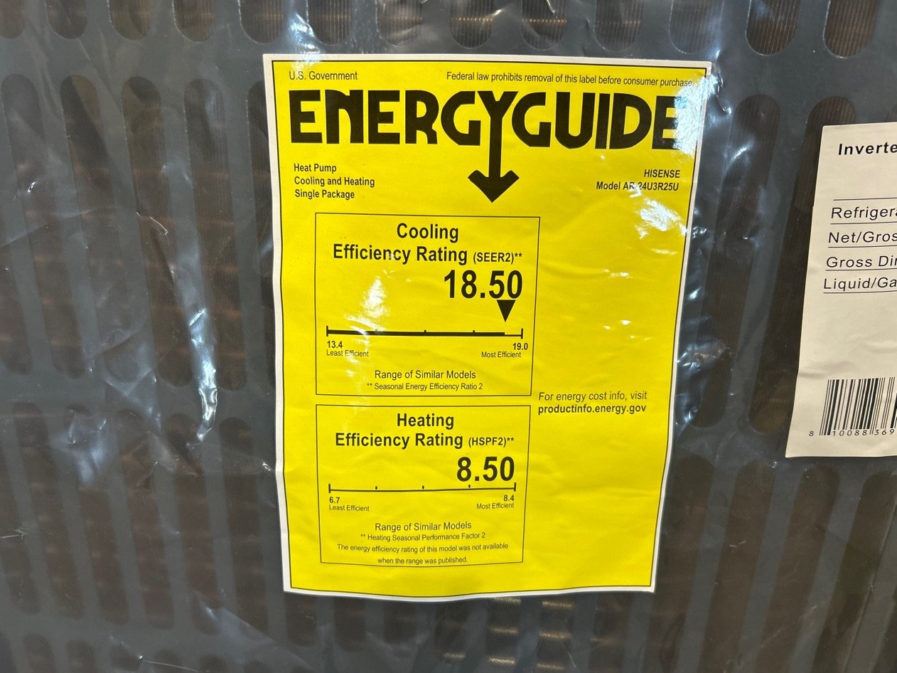 2 Ton Inverter Convertible Packaged Heat Pump Unit, 18.5 SEER2, 208-230/60/1, R32