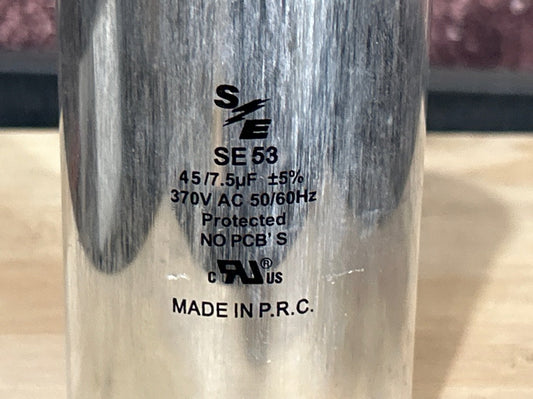 370 Vac, 50+5MFD 50/60 Hz, Round Capacitor