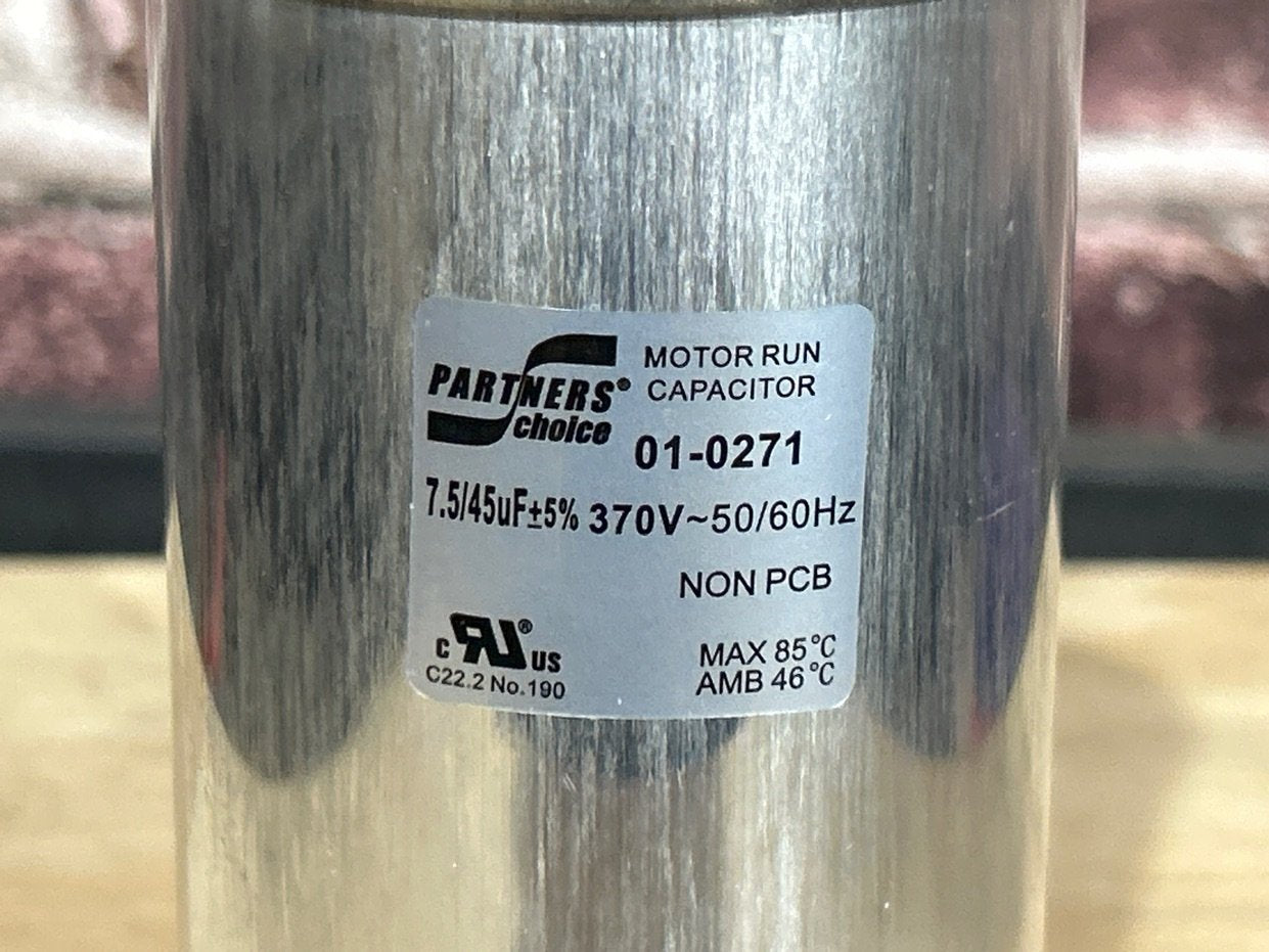 370 Vac, 45+7.5MFD 50/60 Hz, Round Capacitor