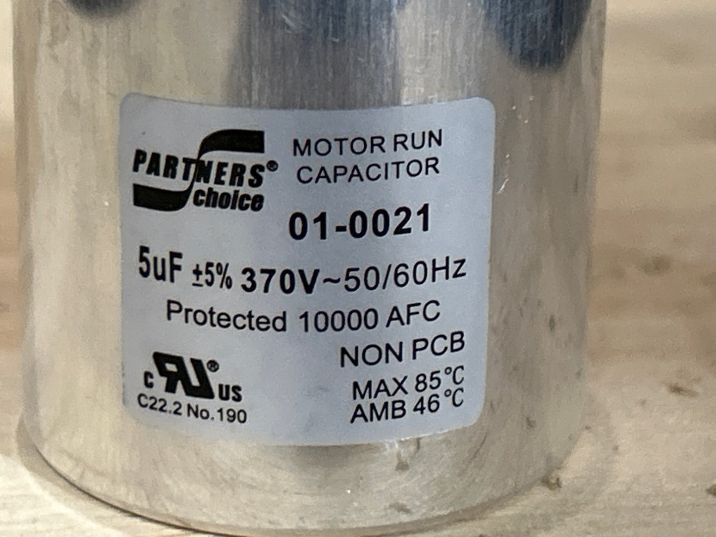 370 Vac, 5MFD 50/60 Hz, Round Capacitor