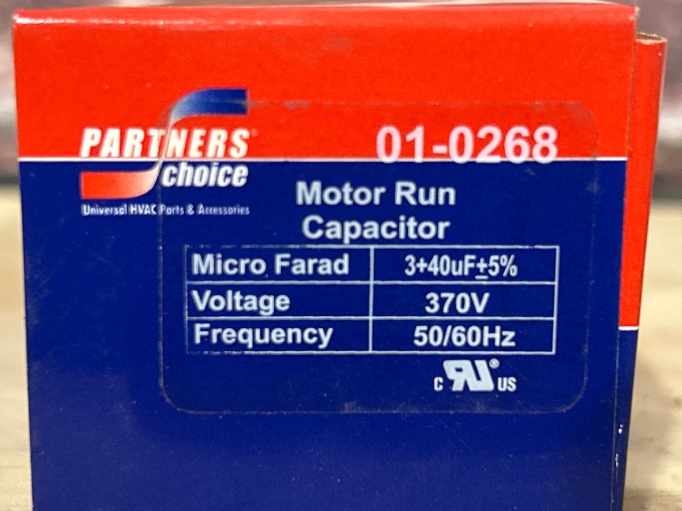 370 Vac, 40+3MFD 50/60 Hz, Round Capacitor