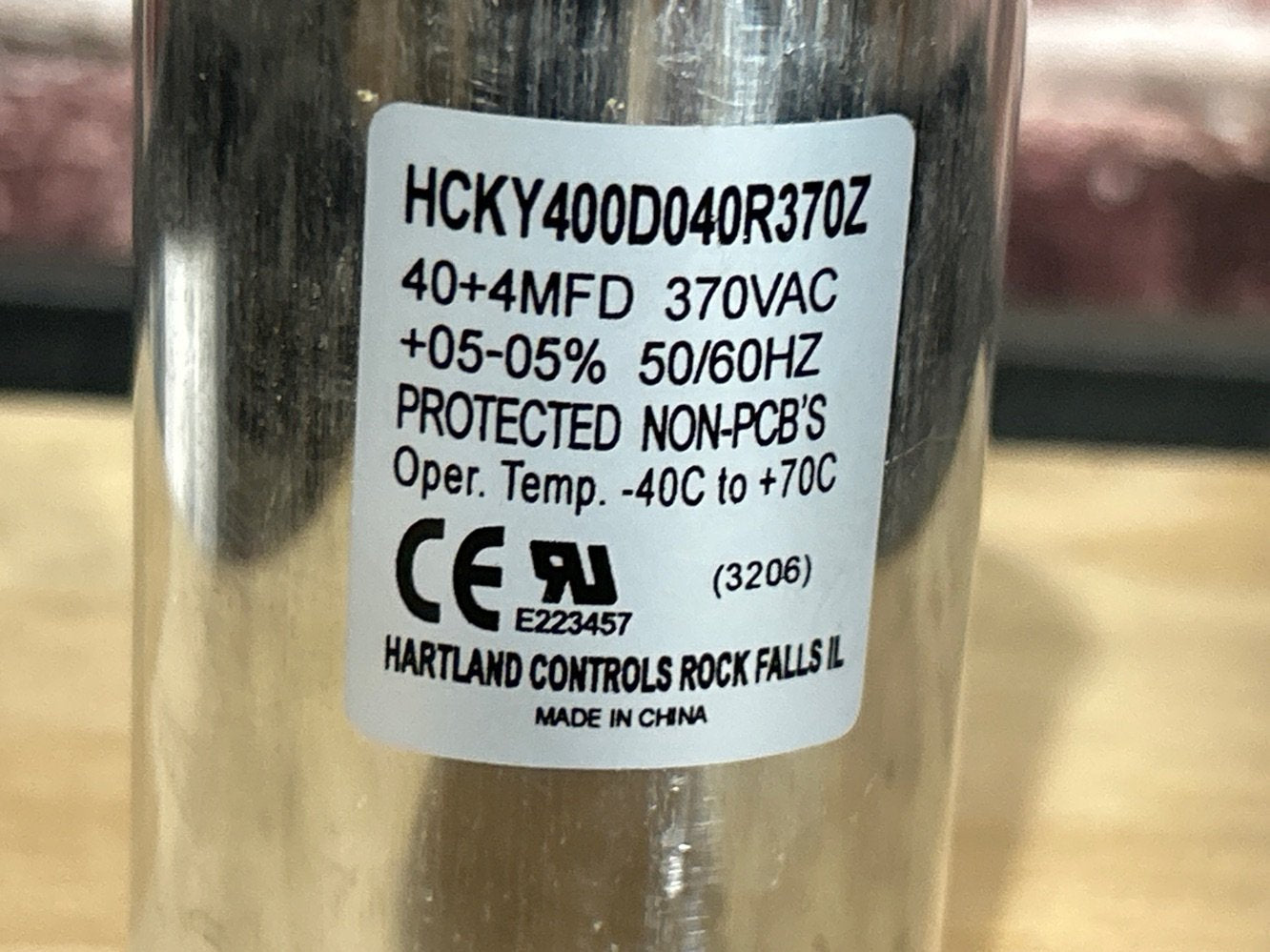 370 Vac, 40+4MFD 50/60 Hz, Round Capacitor
